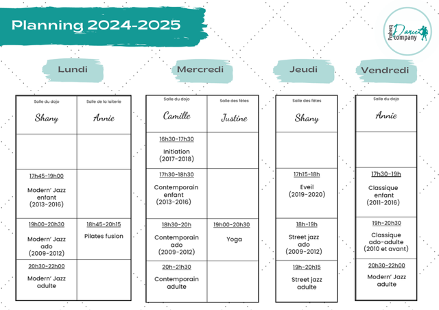 Planning cours saison 2024 2026